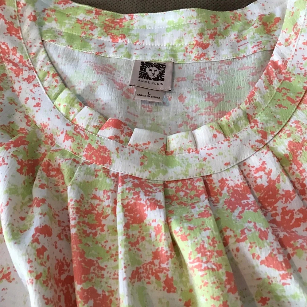 Pink and green splatter tank Anne Klein size large - Picture 5 of 6